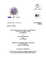 Armenia: Joint Opinion on Draft Amendments to the Election Code Armenia: Joint Opinion on Draft Amendments to the Election Code