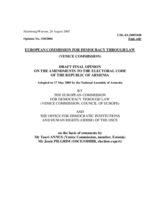 Armenia: Draft Final Opinion on the Amendments to the Election Code Armenia: Draft Final Opinion on the Amendments to the Election Code