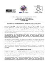 Azerbaijan, Parliamentary Elections, First Round, 5 November 2000: Preliminary Statement