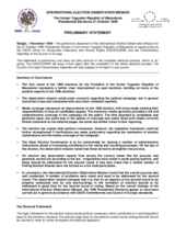 Former Yugoslav Republic of Macedonia, Presidential Election, First Round, 31 October 1999: Preliminary Statement