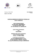 Azerbaijan: Joint Interim Opinion on the Draft Amendments to the Election Code