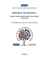 Moldova, Early Parliamentary Elections, 29 July 2009: Final Report