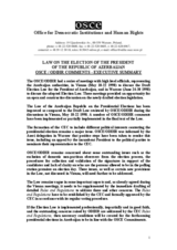 Azerbaijan: Review of the Law on Election of the President