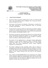 Montenegro, Presidential Election, 6 April 2008: Interim Report No. 1