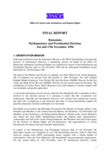 Romania, Parliamentary and Presidential Elections, 3 and 17 November 1996: Final Report