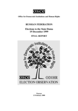 Russia, Parliamentary Elections, 19 December 1999: Final Report