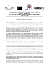 Russia, Parliamentary Elections, 19 December 1999: Preliminary Statement