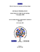 Russia, Parliamentary Elections, 7 December 2003: Needs Assessment Mission Report