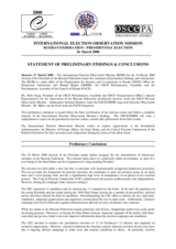 Russia, Presidential Election, 26 March 2000: Preliminary Statement