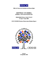 Serbia, Presidential Election, 13 and 27 June 2004: Final Report Serbia, Presidential Election, 13 and 27 June 2004: Final Report