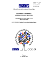 Serbia, Parliamentary Elections, 28 December 2003: Final Report Serbia, Parliamentary Elections, 28 December 2003: Final Report