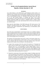 Serbia, Repeat Presidential Election, Second Round, 21 December 1997: Report