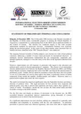 Serbia, Parliamentary Elections, 23 December 2000: Preliminary Statement Serbia, Parliamentary Elections, 23 December 2000: Preliminary Statement