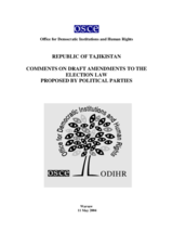 Tajikistan: Comments on Draft Amendments to the Election Law Proposed by Political Parties