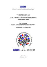 Turkmenistan, Early Parliamentary Elections, 14 December 2008: Needs Assessment Mission Report