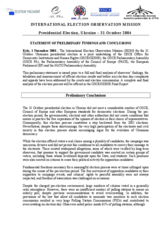 Ukraine, Presidential Election, First Round, 31 October 2004: Preliminary Statement Ukraine, Presidential Election, First Round, 31 October 2004: Preliminary Statement