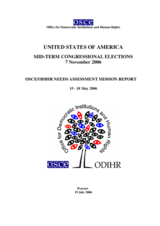 United States, Mid-term Congressional Elections, 7 November 2006: Needs Assessment Mission Report