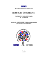 Republik Österreich, Präsidentschaftswahl, 25. April 2010: Bericht der OSZE/ODIHR-Wahlbewertungsmission