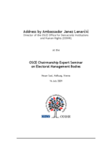 OSCE Chairmanship Expert Seminar on Electoral Management Bodies OSCE Chairmanship Expert Seminar on Electoral Management Bodies
