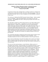 Democratic Elections, Rule of Law, and Good Governance, Vienna. Remarks on the Human Dimension Seminar on Election Processes by Peter Eicher, Deputy Director of the ODIHR