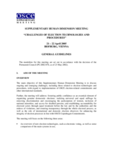 Modalities for the Supplementary Human Dimension Meeting on Challenges of Election Technologies and Procedures