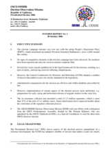 Tajikistan, Presidential Election, 6 November 2006: Interim Report No. 2