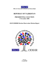 Tajikistan, Presidential Election, 6 November 2006: Final Report