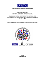 Serbia, Municipal By-elections, 28 July 2002: Final Report Serbia, Municipal By-elections, 28 July 2002: Final Report