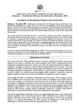 Romania, Presidential Election, Second Round, 6 December 2009: Preliminary Statement