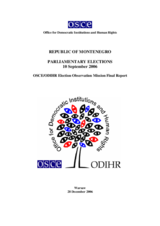 Montenegro, Parliamentary Elections, 10 September 2006: Final Report