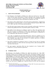 Moldova, Local Elections, 3 and 17 June 2007: Interim Report No. 1