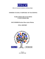 Former Yugoslav Republic of Macedonia, Parliamentary Elections, 15 September 2002: Final Report
