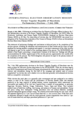 Former Yugoslav Republic of Macedonia, Parliamentary Elections, 5 July 2006: Preliminary Statement