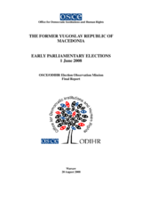 Former Yugoslav Republic of Macedonia, Early Parliamentary Elections, 1 June 2008: Final Report