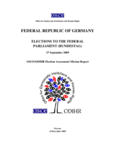 Germany, Parliamentary Elections, 27 September 2009: Final Report