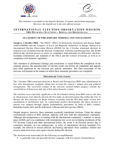 Bosnia and Herzegovina, Municipal Elections, 2 October 2004: Preliminary Statement Bosnia and Herzegovina, Municipal Elections, 2 October 2004: Preliminary Statement