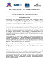 Bosnia and Herzegovina, General Elections, 3 October 2010: Preliminary Statement