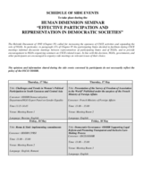 Human Dimension Seminar on Effective Participation and Representation in Democratic Societies, 16-18 May 2007: Schedule of Side Events