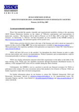 Human Dimension Seminar on Effective Participation and Representation in Democratic Societies, 16-18 May 2007: Information for NGOs