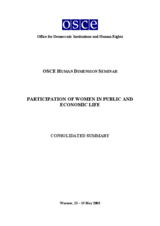 Human Dimension Seminar on the Participation of Women in Public and Economic Life, 13-15 May 2003: Consolidated Summary
