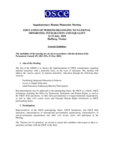 Supplementary Human Dimension Meeting on the Education of Persons Belonging to National Minorities, 22-23 July 2010: Integration and Equality: General Guidelines