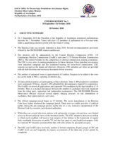 Azerbaijan, Parliamentary Elections, 7 November 2010: Interim Report No. 1