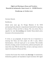 High-Level Meeting on Roma and Travelers, Strasbourg, 20 October 2010: Remarks by ODIHR Director Ambassador Janez Lenarcic High-Level Meeting on Roma and Travelers, Strasbourg, 20 October 2010: Remarks by ODIHR Director Ambassador Janez Lenarcic