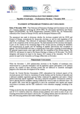 Azerbaijan, Parliamentary Elections, 7 November 2010: Preliminary Statement