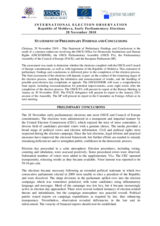Moldova, Early Parliamentary Elections, 28 November 2010: Preliminary Statement