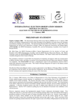 Croatia: Parliamentary Elections, 2-3 January 2000: Preliminary Statement