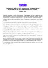 Croatia, Presidential Election, 15 June 1997: Statement by Senator Paul Simon, Special Co-ordinator for Monitoring the Election