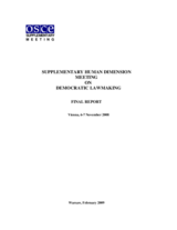 Supplementary Human Dimension Meeting on Democratic Lawmaking, 6-7 November 2008: Final Report