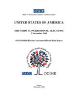 United States, Mid-Term Congressional Elections, 2 November 2010: Final Report
