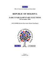 Moldova, Early Parliamentary Elections, 28 November 2010: Final Report